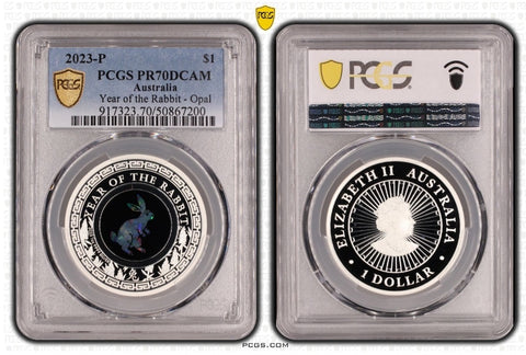 2023-P Year of the Rabbit Opal Series $1 Silver Proof Coin PR70DCAM (Top Pop)