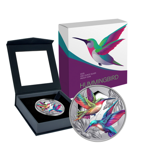 2025 Hummingbird 1oz Silver Coloured Proof Coin