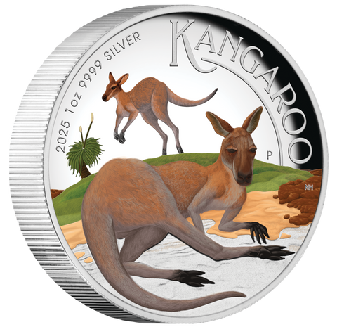 2025 Australian Kangaroo $1 Coloured 1oz Silver Proof High Relief Coin