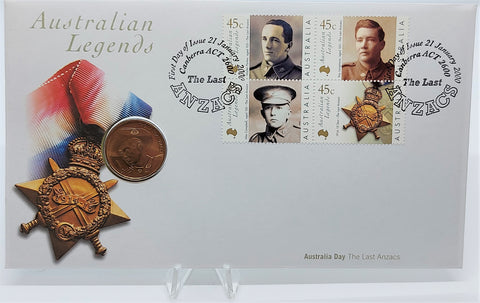 2000 Australian Legends PNC FDC with The Last ANZACs $1 Coin