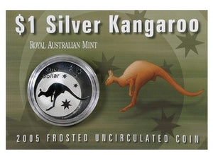 2005 Kangaroo Frosted 1oz Silver $1 Carded