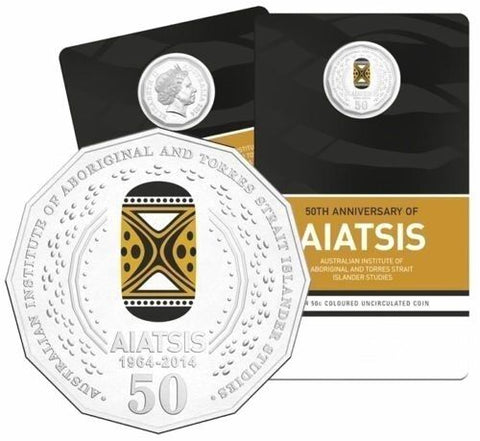 2014 AIATSIS 50th Anniversary Colorized 50 Cent Unc