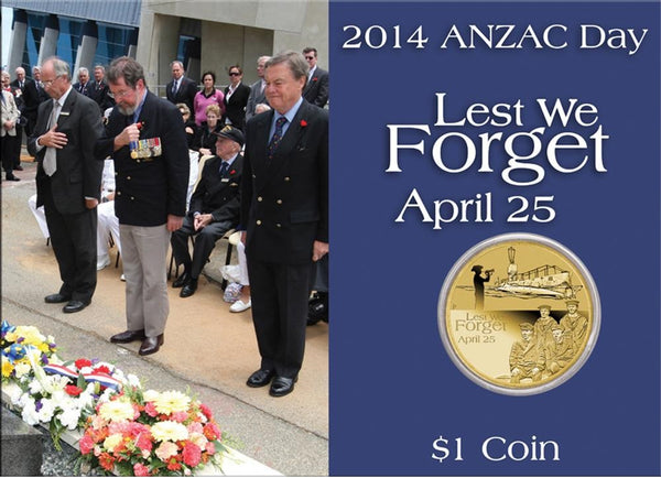 2014 ANZAC Day 'Lest We Forget' $1 Carded Coin
