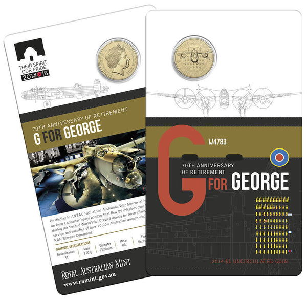 2014 W4783 70th Anniversary of Retirement 'G For George' $1 Uncirculated Coin