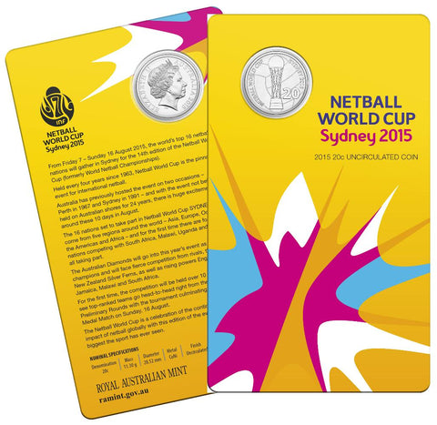 2015 Netball World Cup 20c Uncirculated Coin