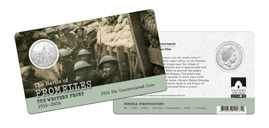 2016 Battle of Fromelles 'The Western Front' 50c Uncirculated Coin in card