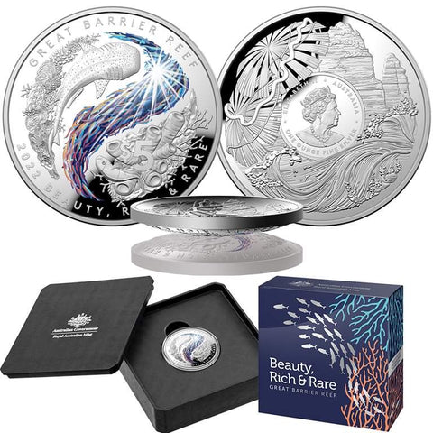 2022 Great Barrier Reef $5 Silver Coloured Proof Domed Coin