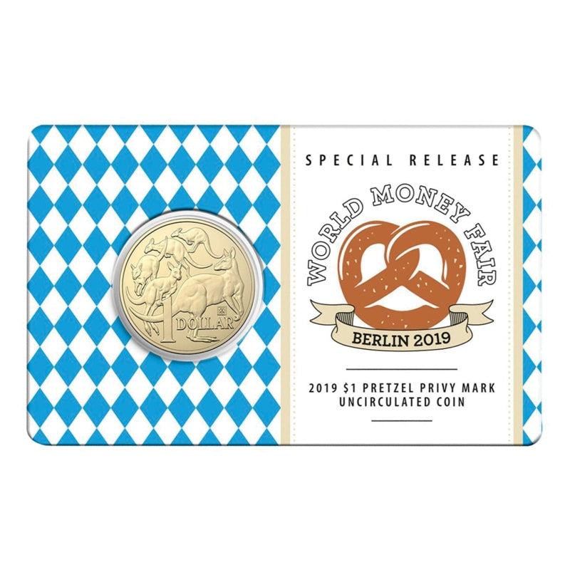 2019 World Money Fair $1 Pretzel Privy Mark