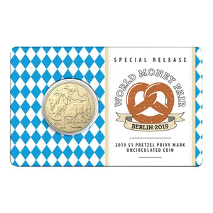 2019 World Money Fair $1 Pretzel Privy Mark