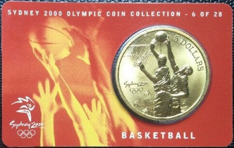 2000 Sydney Olympics 'Basketball' $5 Al/Br UNC Coin