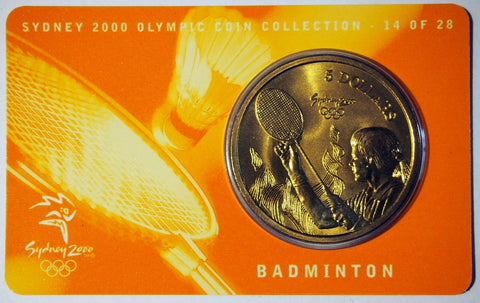 2000 Sydney Olympics 'Badminton' $5 Al/Br UNC Coin