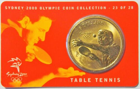 2000 Sydney Olympics 'Table Tennis' $5 Al/Br UNC Coin