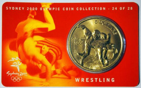 2000 Sydney Olympics 'Wrestling' $5 Al/Br UNC Coin