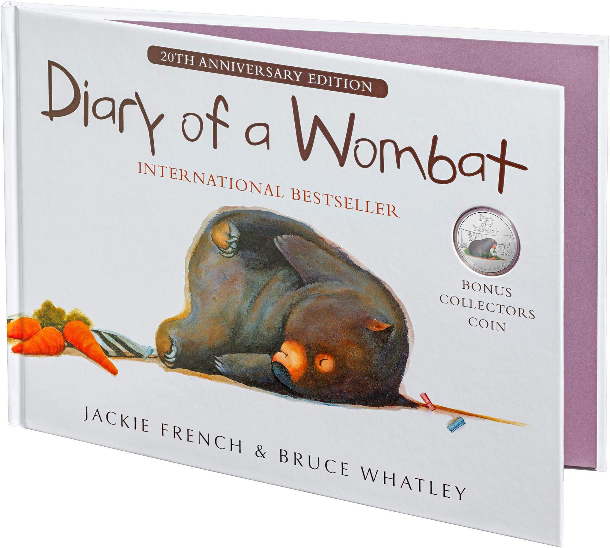 2022 Diary of a Wombat 20th Anniversary – Special Edition Book 20c CuNi Coloured Uncirculated Coin