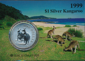 1999 Kangaroo Frosted 1oz Silver $1 Carded