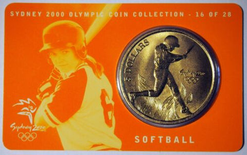 2000 Sydney Olympics 'Softball' $5 Al/Br UNC Coin